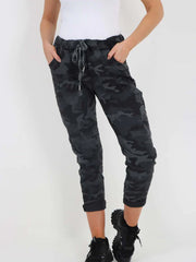Italian Camouflage Print Magic Pants - Charcoal