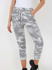 Italian Camouflage Print Magic Pants - Grey