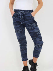 Italian Camouflage Print Magic Pants - Navy