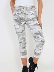 Italian Camouflage Print Magic Pants - White