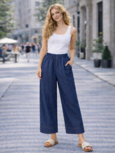 Italian Side Pocket Detail Wide Leg Trousers - Dark Denim