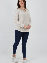Italian V-neck Soft Knitted Jumper - Beige