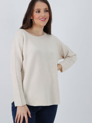 Italian Soft Feel Scoop Neck Jumper - Beige