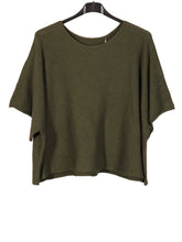 Italian Plain Knitted Batwing Crop Jumper - Army Green