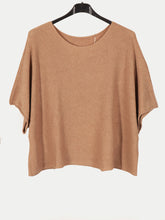 Italian Plain Knitted Batwing  Crop Jumper - Camel