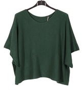 Italian Plain Knitted Batwing Crop Jumper - Hunter Green
