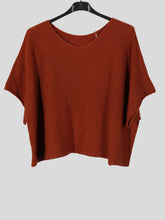 Italian Plain Knitted Batwing Crop Jumper - Rust