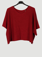 Italian Plain Knitted Batwing Crop Jumper - Wine