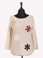 Italian Embossed Flower Soft Knit Jumper - Beige