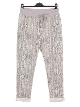 Italian Broken Stripe Printed Cotton Joggers - Black