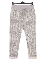 Italian Broken Stripe Printed Cotton Joggers - Black