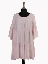 Italian Bell Sleeves Tiered Smock Top - Baby Pink