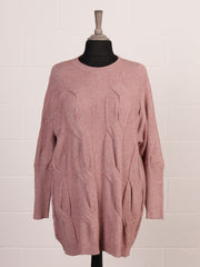 Italian Cable Knitted Batwing Jumper - Baby Pink