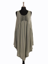Italian Crochet Detail Handkerchief Hem Dress with Pockets - Khaki