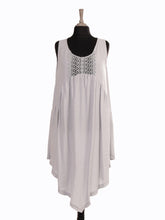 Italian Crochet Detail Handkerchief Hem Dress with Pockets - Light Grey