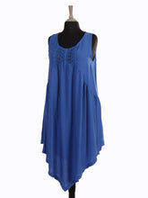 Italian Crochet Detail Handkerchief Hem Dress with Pockets - Royal Blue