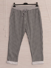 Italian Dogtooth Printed Cotton Trousers - White