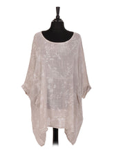 Italian Floral Print Plus Size Cotton Tunic Top - Beige