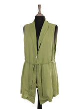 Italian Front Button Detail Collard Linen Cardigan - Lime Green