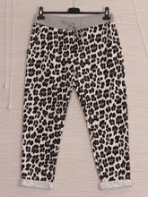 Italian Leopard Print Cotton Trousers - White
