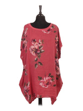 Italian Linen Floral Baggy Top - Wine