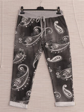 Italian Paisley Print Cotton Trousers - Black