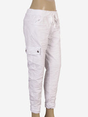 Italian Plain Cargo Magic Pants - White