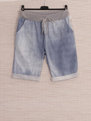 Italian Plain Cotton Shorts - Light Denim