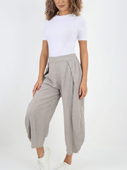 Italian Plain Layered Linen Pants - Mocha