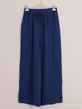 Italian Plain Linen Culottes With Side Pockets - Royal Blue