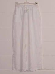 Italian Plain Linen Culottes With Side Pockets - White