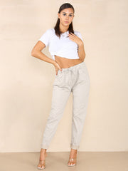 Italian Plain Magic Pants With Side Pockets - Beige