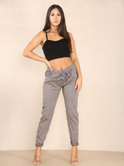 Italian Plain Magic Pants With Side Pockets - Mocha