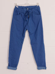 Italian Plain Magic Pants With Side Pockets - Royal Blue