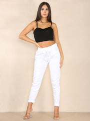 Italian Plain Magic Pants With Side Pockets - White