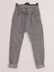 Italian Plain Magic Pants With Side Pockets - Grey