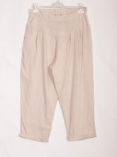 Italian Pleated Relaxed Fit Linen Trousers - Beige