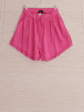 Italian Raw Edge Linen Shorts with Side Pockets - Cerise
