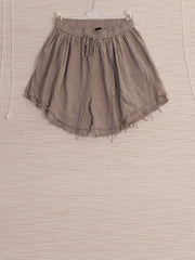 Italian Raw Edge Linen Shorts with Side Pockets - Mocha