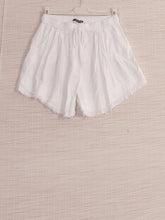 Italian Raw Edge Linen Shorts with Side Pockets - White