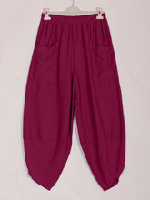 Italian Relaxed Fit Front Pockets Harem Trousers - Dark Tea Pink
