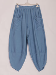 Italian Relaxed Fit Front Pockets Harem Trousers - Denim