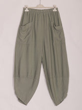 Italian Relaxed Fit Front Pockets Harem Trousers - Khaki