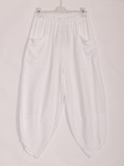 Italian Relaxed Fit Front Pockets Harem Trousers - White