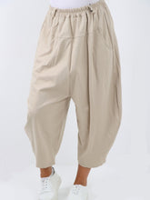 Italian Relaxed Fit Scuba Cocoon Style Trousers - Beige