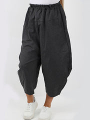 Italian Relaxed Fit Scuba Cocoon Style Trousers - Charcoal