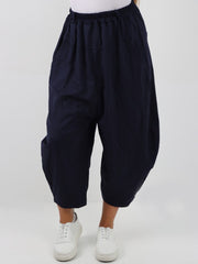 Italian Relaxed Fit Scuba Cocoon Style Trousers - Navy