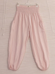 Italian Side Pockets Detail Harem Pants - Baby Pink