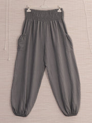 Italian Side Pockets Detail Harem Pants - Grey