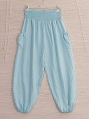 Italian Side Pockets Detail Harem Pants - Sky Blue